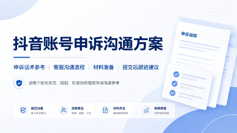 抖音账号永封申诉沟通方案 申诉话术+流程整理!