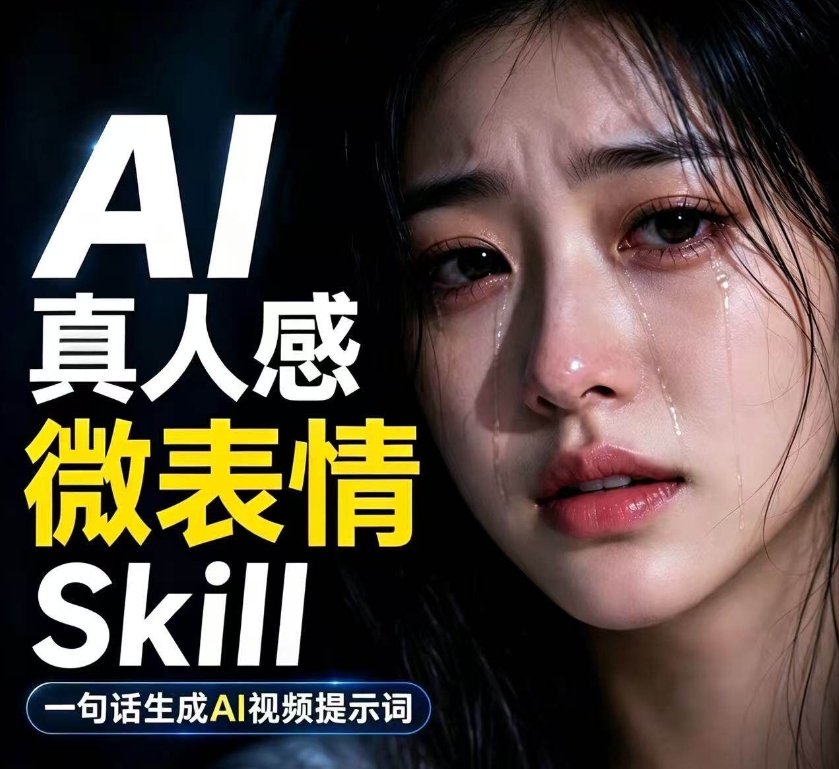 Skills｜真人感微表情AI视频Skill｜情绪表演时间轴 + 视频提示词素材库!